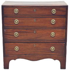 Antique Rare Size Georgian English Mahogany Four-Drawer Chest Early 19th Ct. 