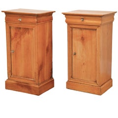 Pair of 19th Ct. French Directoire Fruitwood End Tables with 1 Door 
1 Drawer