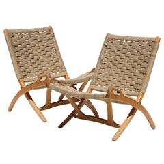 Pair of Folding Chairs in Hans Wegner Style 1