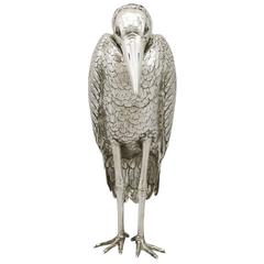 Edwardian English Sterling Silver Heron Sugar Box