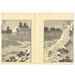 Hokusai Ukiyo-E Japanese Woodblock Print Mt. Fuji 100 Views, Landscape