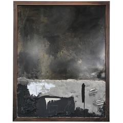"Prairie #7" Unique Wall Art, Patinated Steel, Concrete, Cement, Paint, Walnut 1