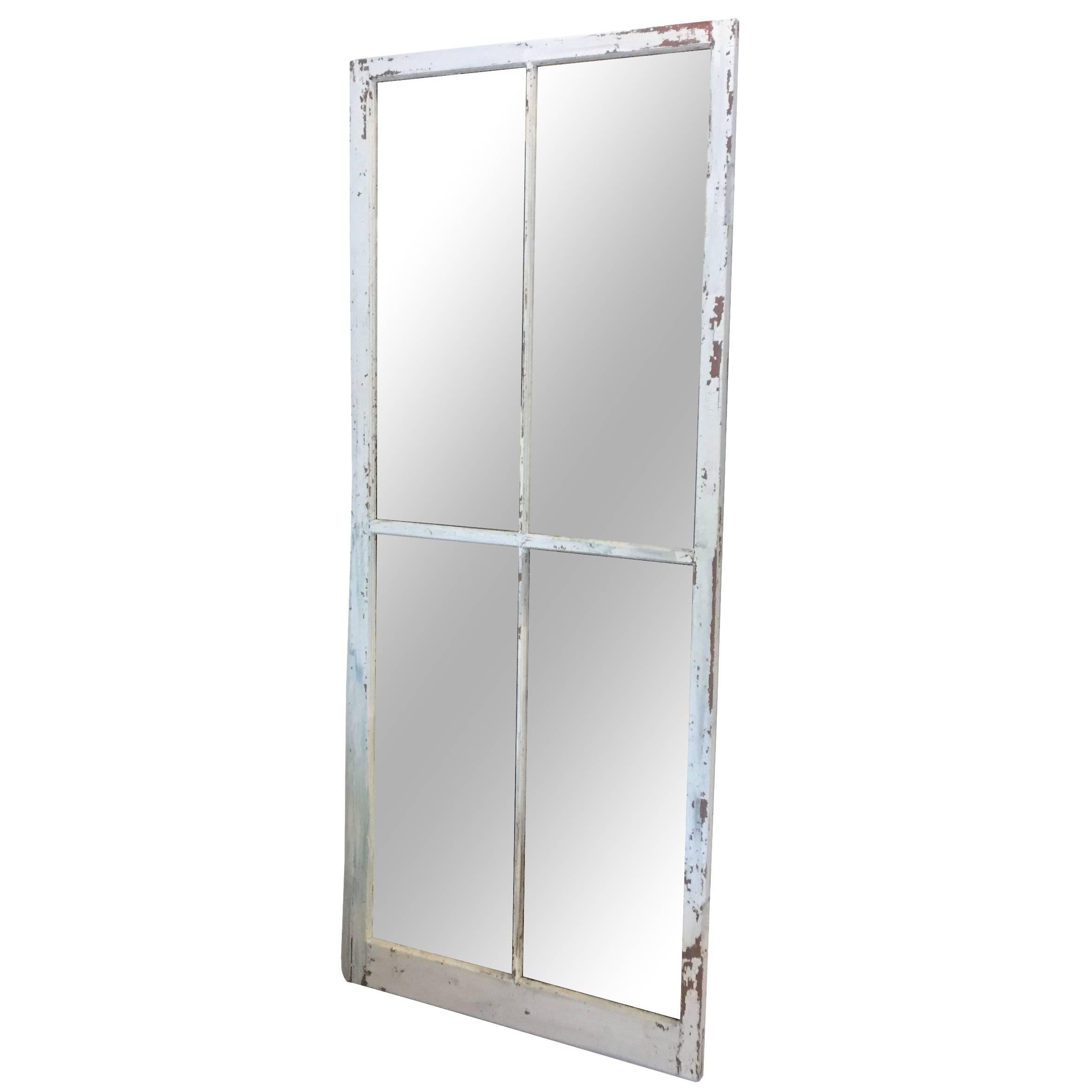 Tall Four-Pane Window Mirror For Sale