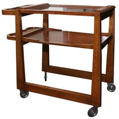 Oak Two-Tier Bar or Tea Cart, Attributed to Maxime Old, French, circa 1950 1