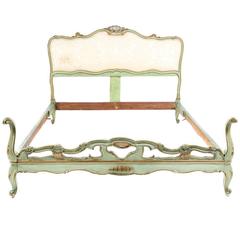Antique Italian Painted Bed in Queen Size, circa 1900