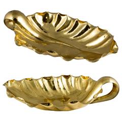 Pair of Mid-Century Italian Tomasso Barbi Gold Leaf Bowls 4