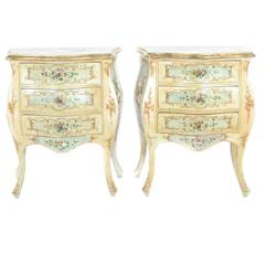 Italian Painted Commodes or Nightstands, circa 1900, Rare