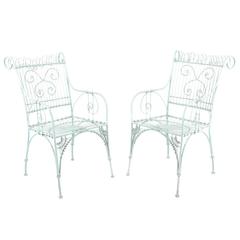French Antique Wrought Iron Patio Chairs, circa 1930, from Paris