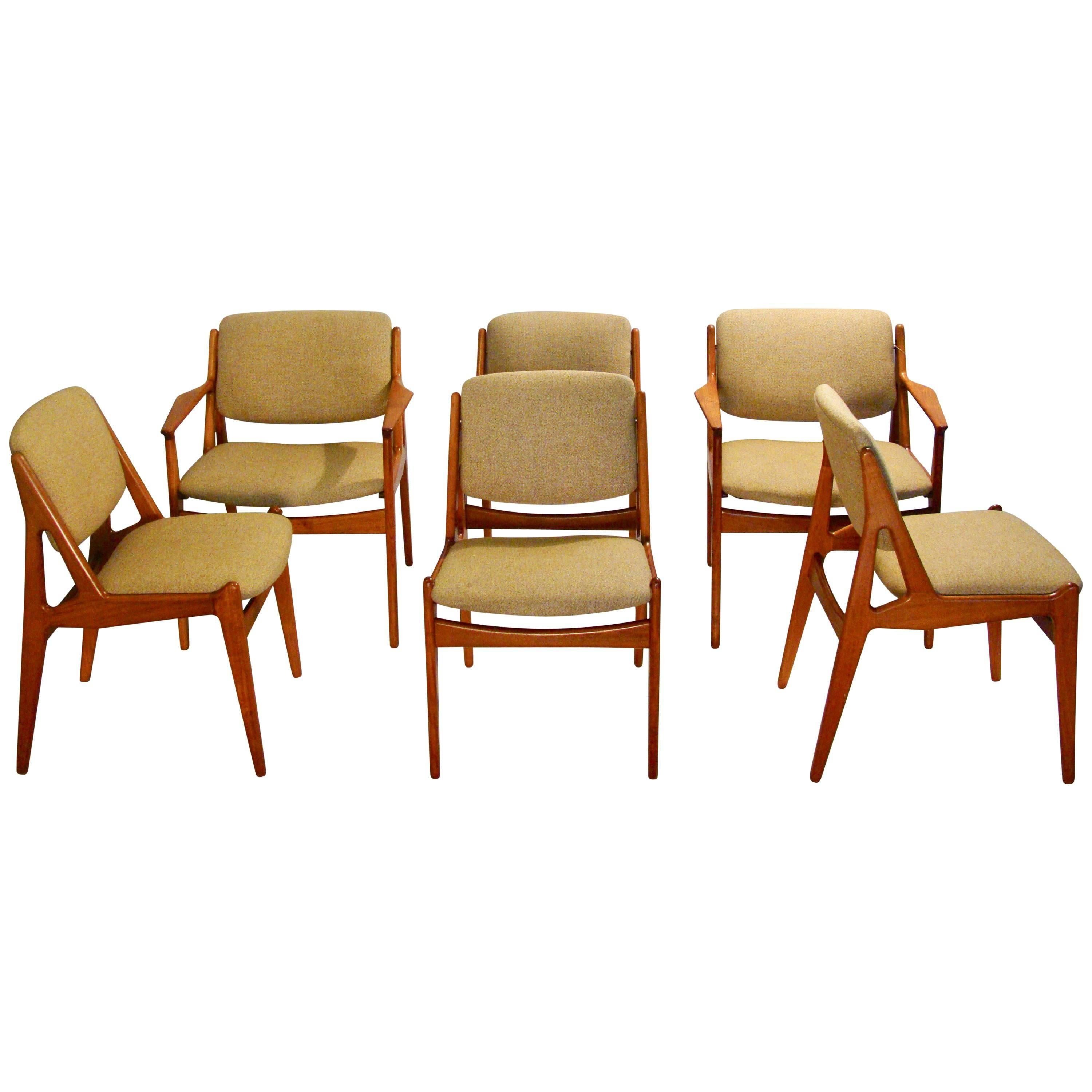 Six Arne Vodder "Ella" Tilt-Back Dining Chairs