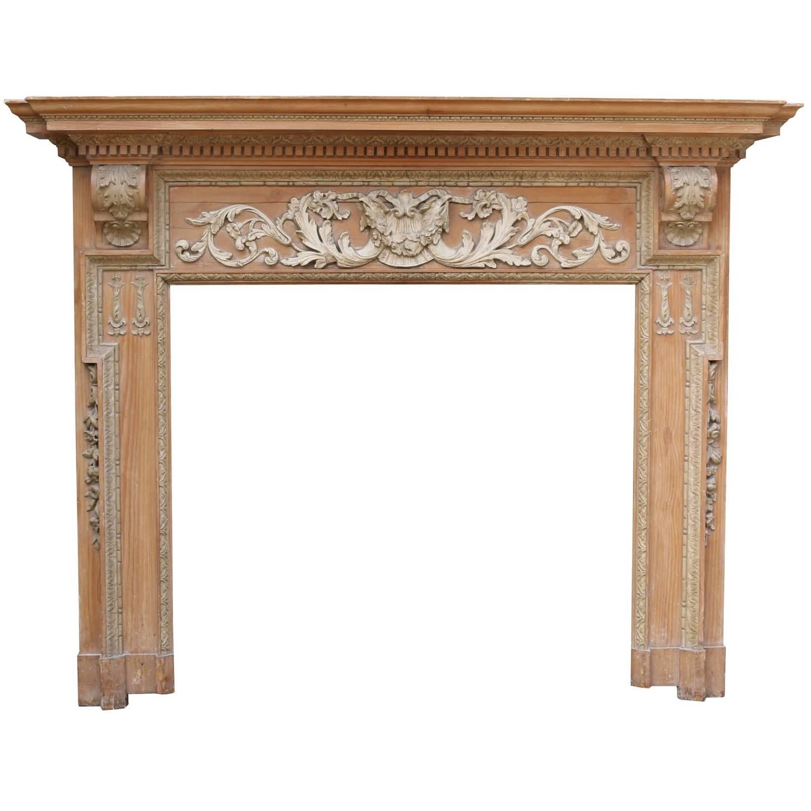 19th Century English Pine and Composition Fireplace