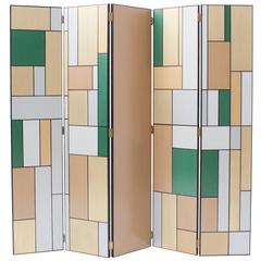 Hand-Painted Five-Door Art Deco Room Divider