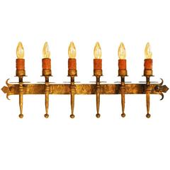 Arts and Crafts Wall Light Gothic Rev 6 Lamp Torchere Sconce Gilded Wrought Iron 11