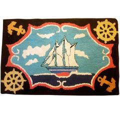 American Folk Art Nautical Hooked Rug