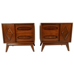 Pair of Vintage Modern Walnut End Tables