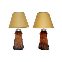Rare Pair of Large Blown Glass Table Lamps by Querandi 7