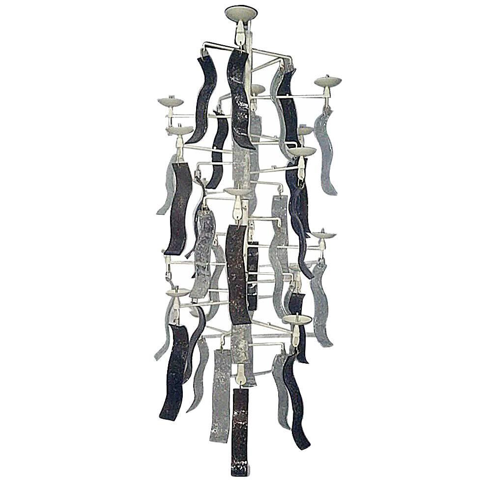 Large Moderne Light Fixture with Glass Pendants For Sale