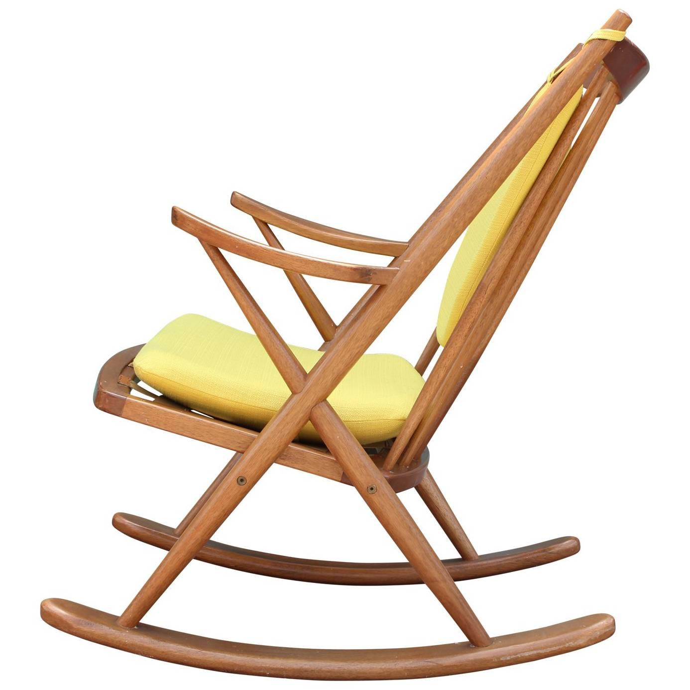 Modern Frank Reenskaug for Brahmin Mobler Danish Rocking Chair in Yellow