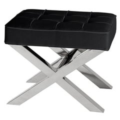 Room Stool in Black or White Leather Look or Fabric