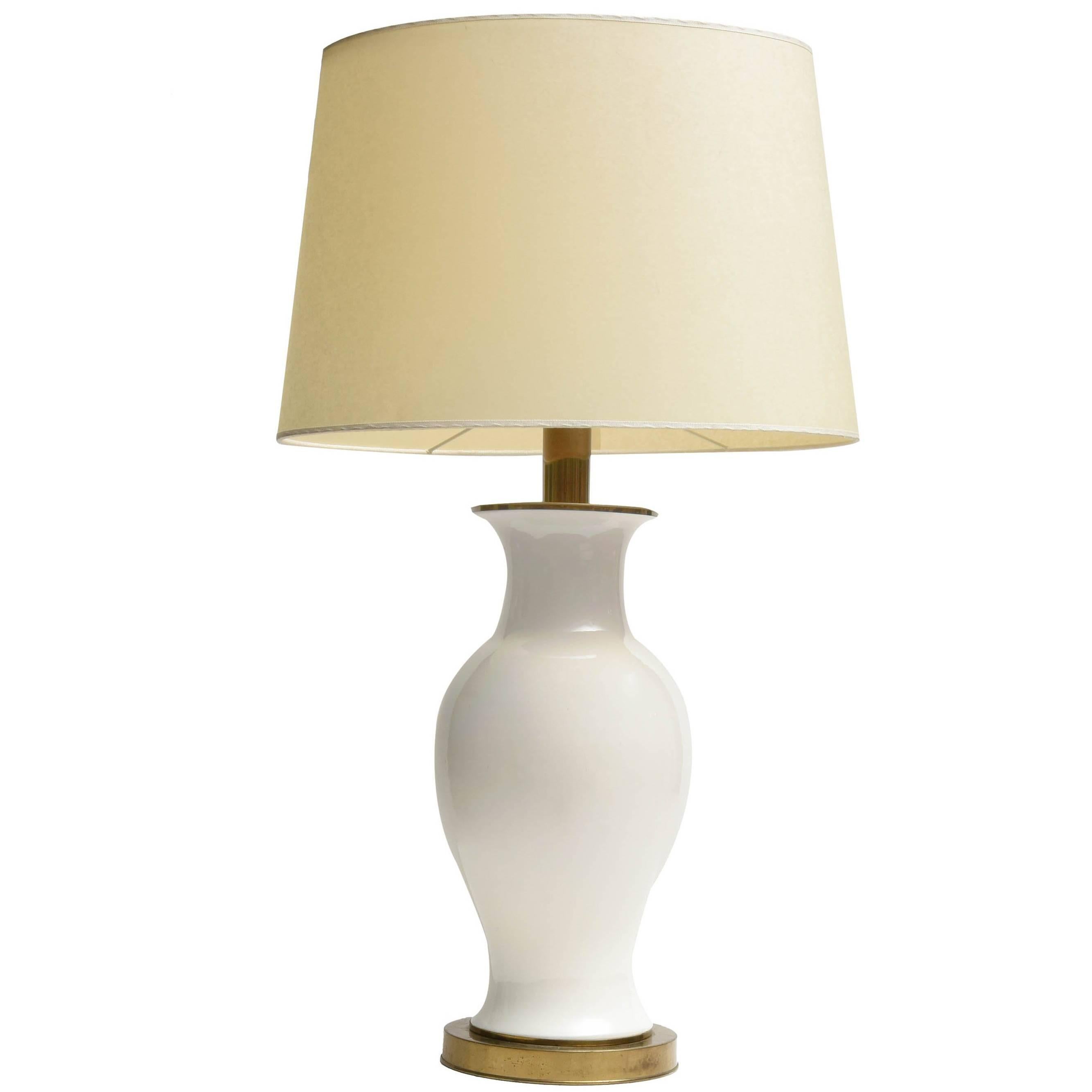 Brass and Ceramic Table Lamp For Sale