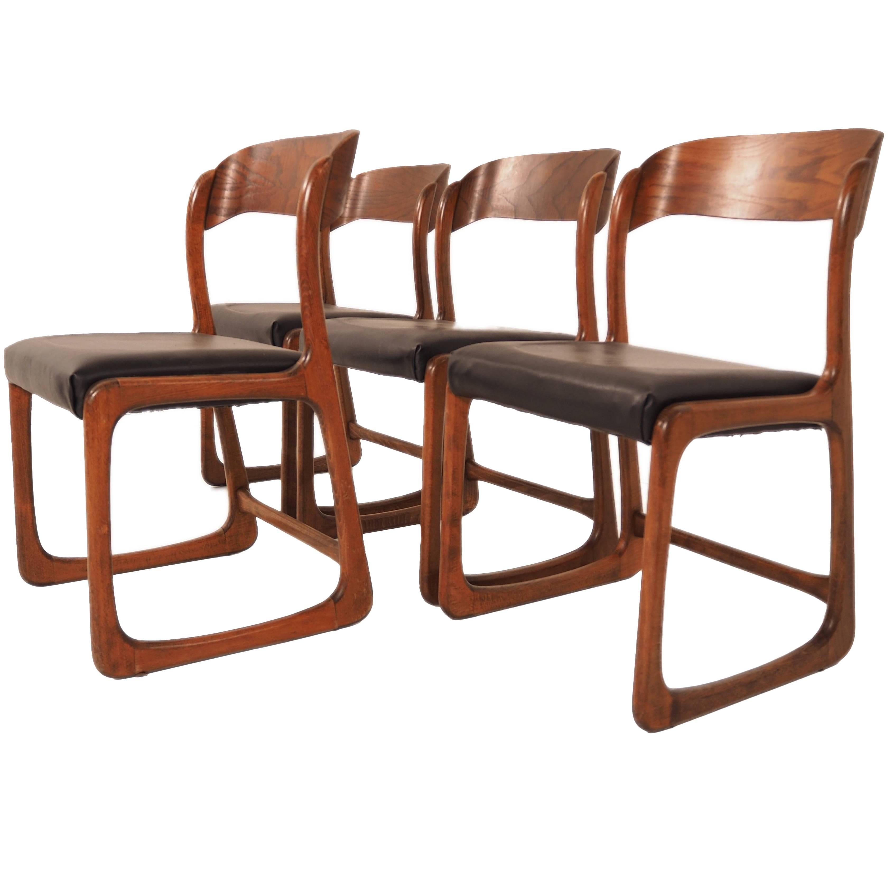 Set of Four Baumann Dining Room Chairs, 1970s For Sale