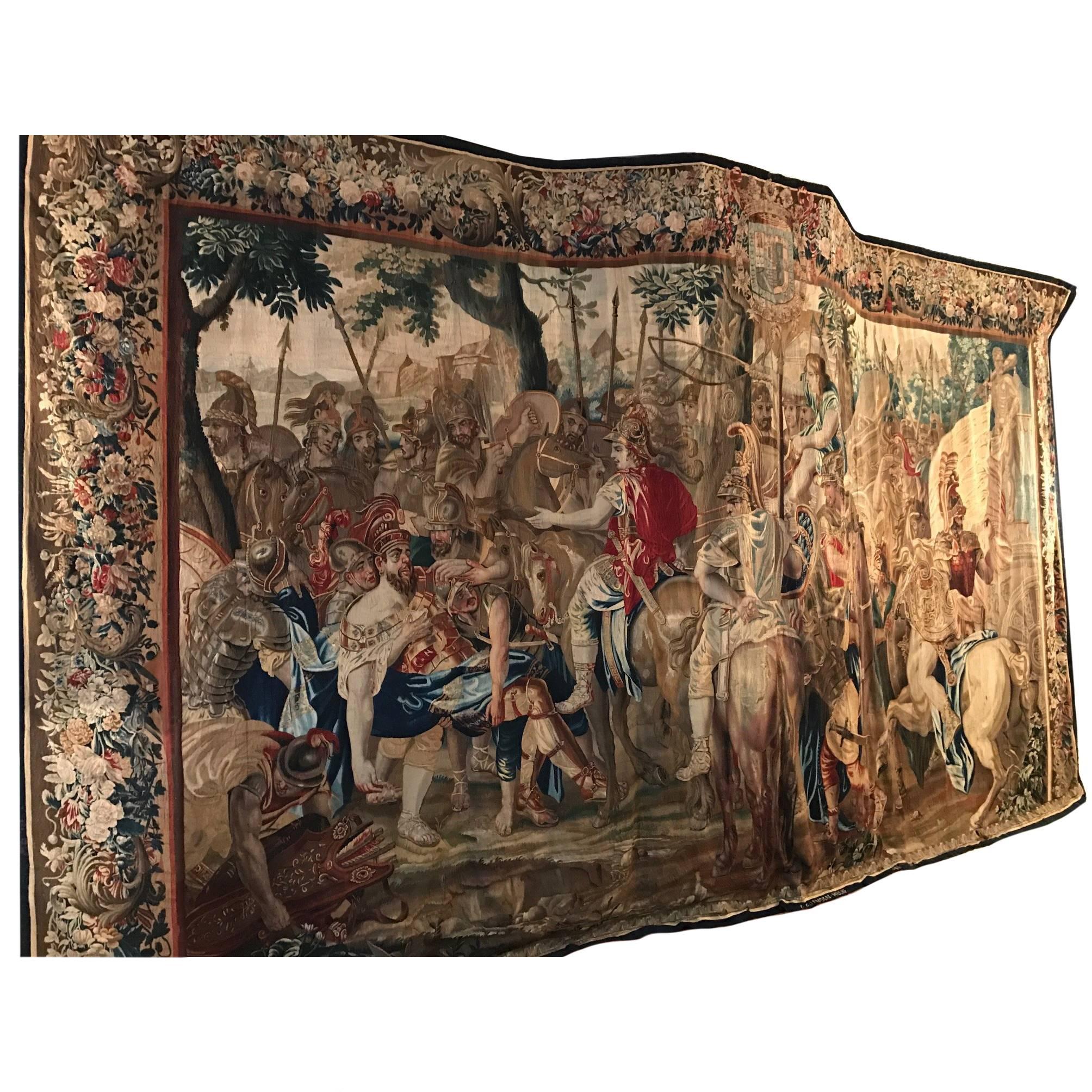Jan Frans Van den Hecke 17th Century Alexander's Brussels Tapestry For Sale
