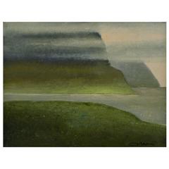 Albert Bertelsen "Sun through Fog", the Faroe Islands, Oil on Canvas