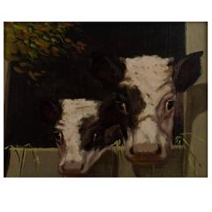 Aage Wang 'Pseudonym for Mark Osmand Curtis' Oil on Canvas Motif with Cows