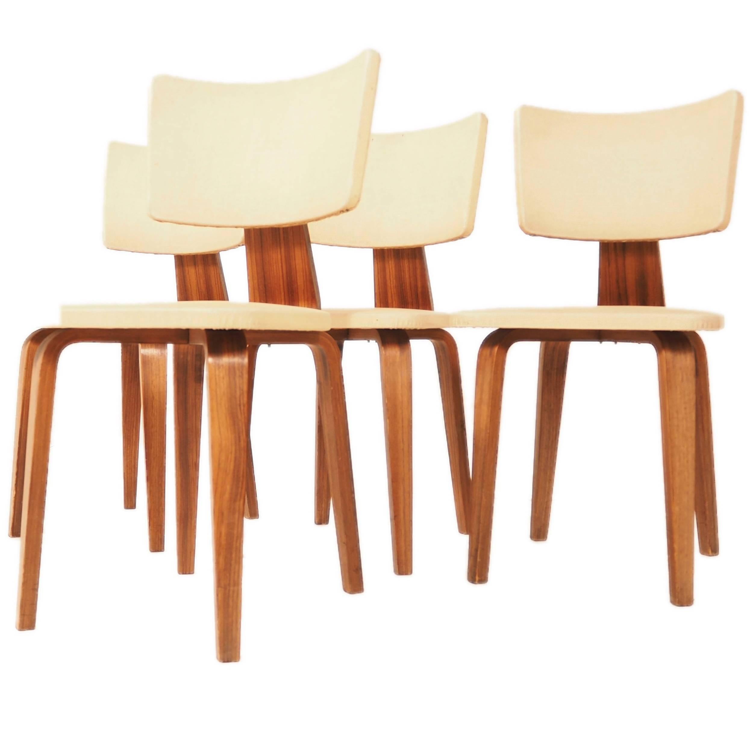 Set of Four Dining Chairs by Cor Alons for Den Boer, 1950s For Sale