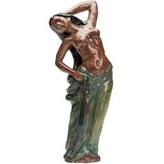 Figure de danseuse en poterie d'art autrichienne de la Wiener Werkstatte, XXe siècle