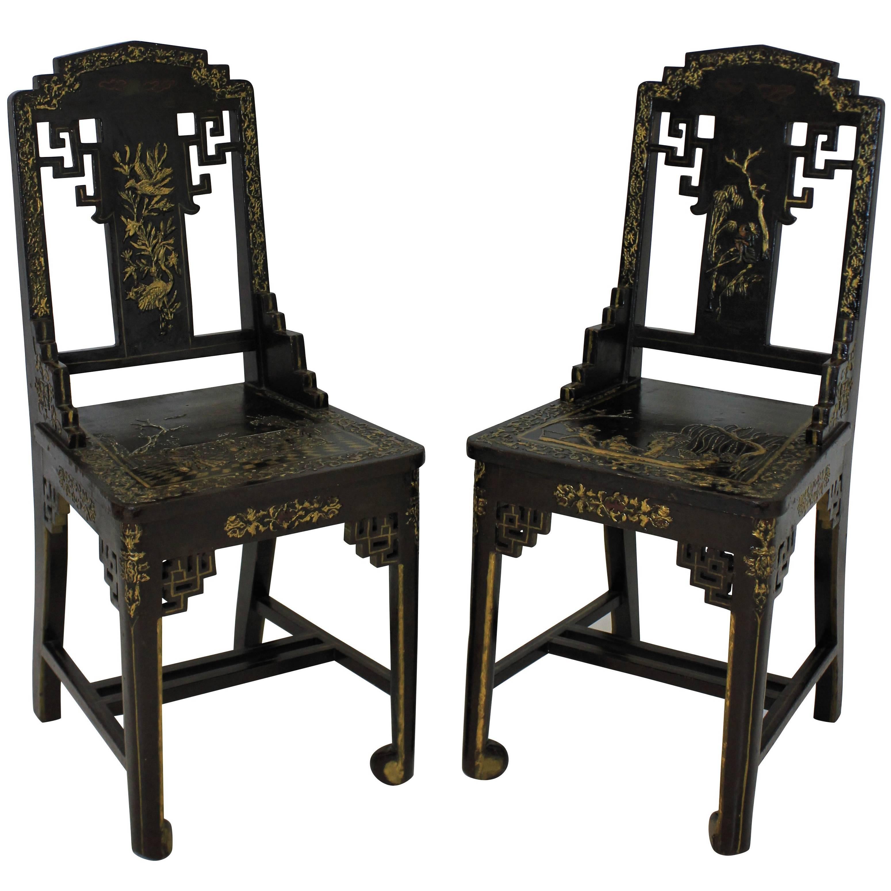 Pair of Chinese Lacquered Chairs