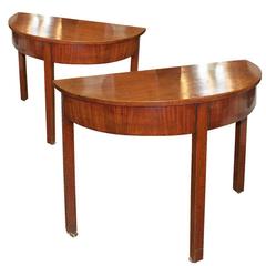 Pair of 18th Century English Mahogany Demilune Tables