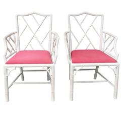 Pair of 19th Century Chippendale Style Bamboo Chairs 10