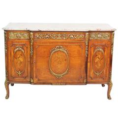 Louis XV Style Inlaid Marble-Top Commode