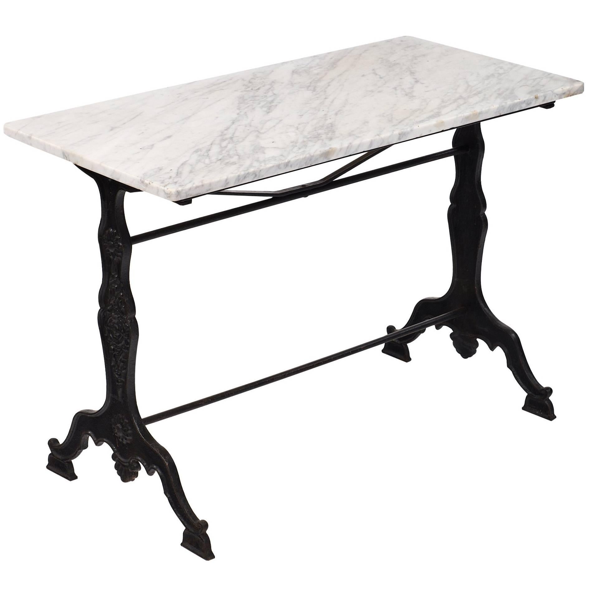 French Antique Marble Bistro Table