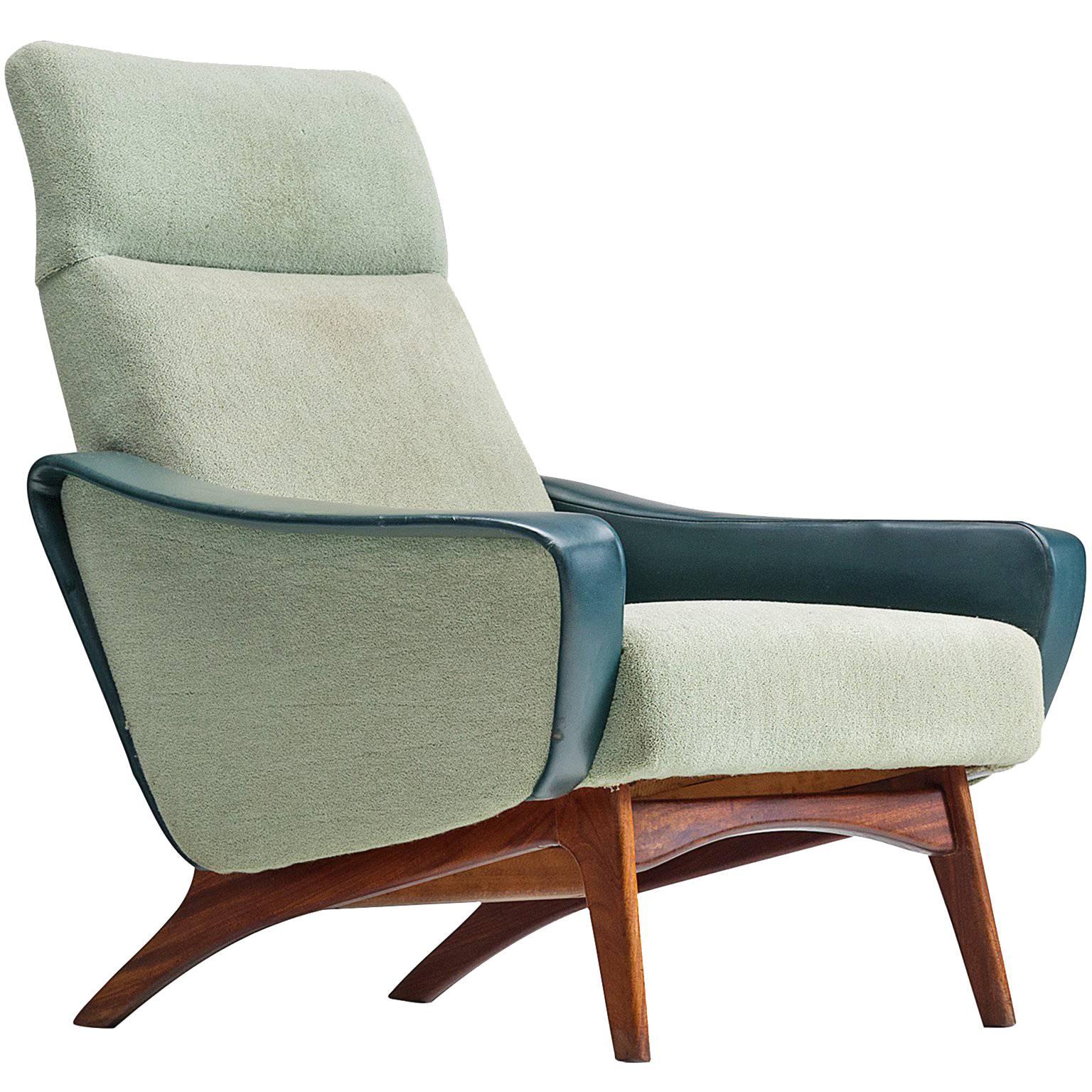 Scandinavian Armchair in Mint Green and Wood