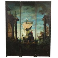 Late 19th-Early 20th Century Hand-Painted Three-Part Screen 6