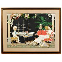 Vintage Philippe Noyer Lithograph, Princess Victoria and the Young Maharaja