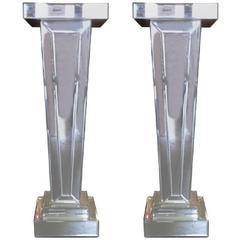 Pair of Mirrored Modern Pedestal Stands
