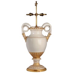 Antique Meissen White and Gold Vase Lamp