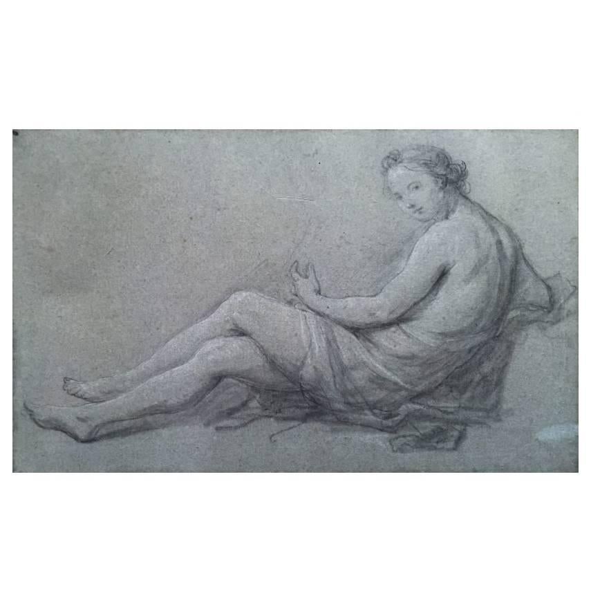 Charles-Joseph Natoire - Study for the Figure of the Music, 18th Century Drawing For Sale