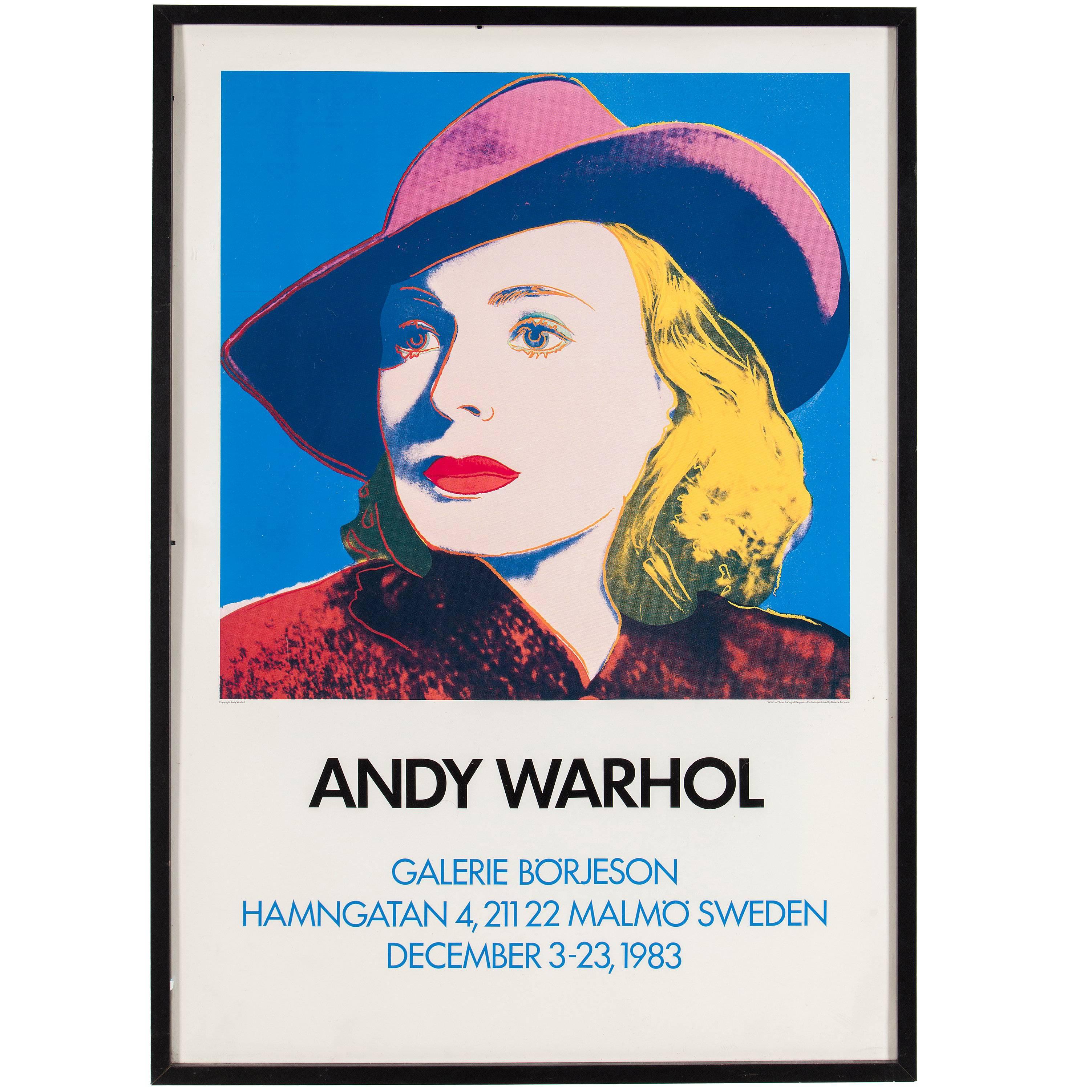 Vintage exhibition poster featuring Ingrid Bergman, after Andy Warhol