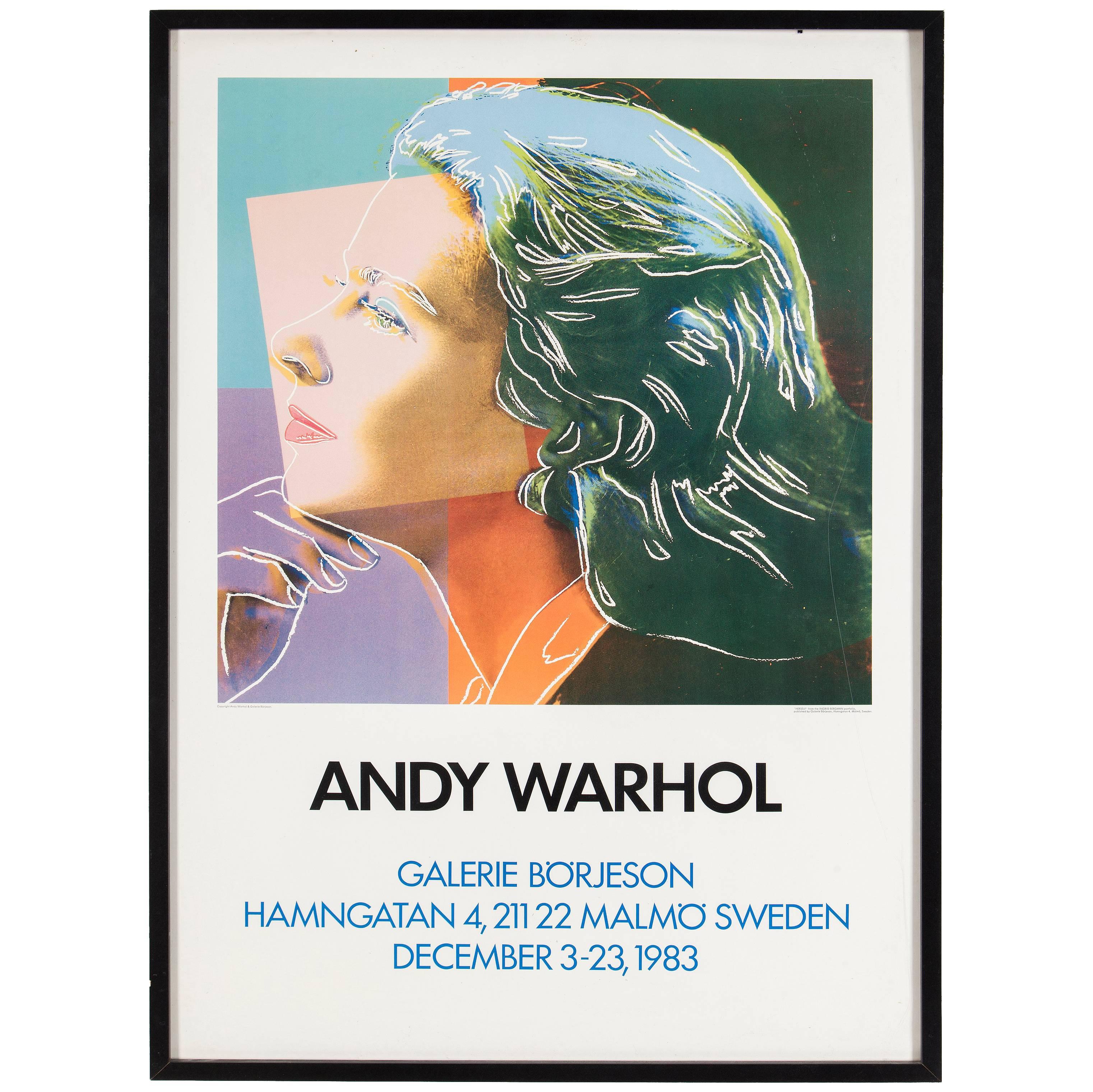 Vintage exhibition poster featuring Ingrid Bergman, after Andy Warhol