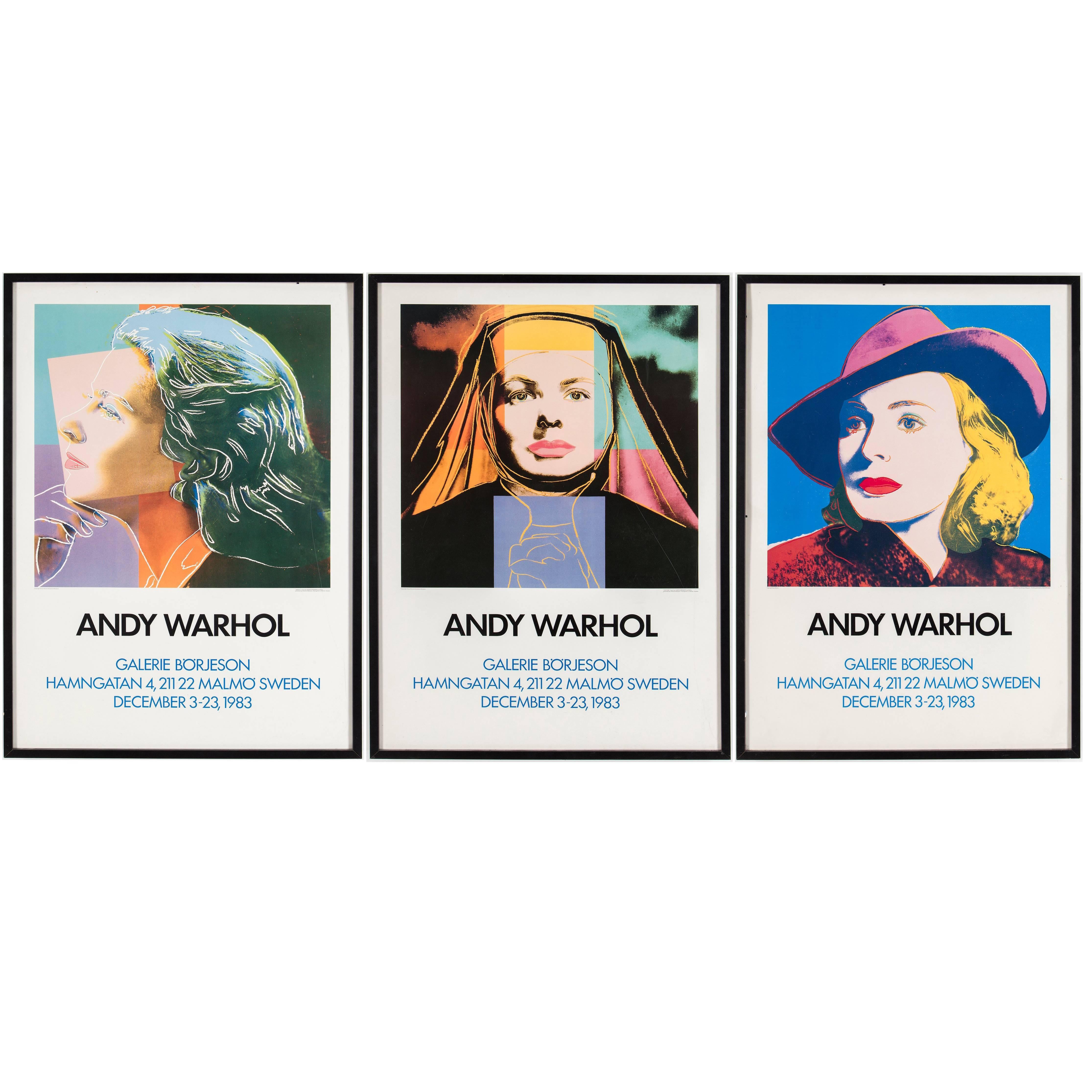 Triptych Portrait of Ingrid Bergman posters after Andy Warhol