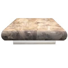 Monumental Lacquered Parchment Cocktail Table by Karl Springer