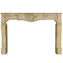 18th Century French Country Limestone Fireplace Surround