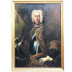 18th Century Oil on Canvas Portrait of an Italian Nobleman in Armor