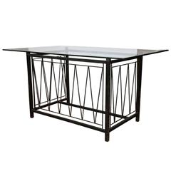 Deigo Giacometti Style Metal Base Desk Finely Cast With Glass Top