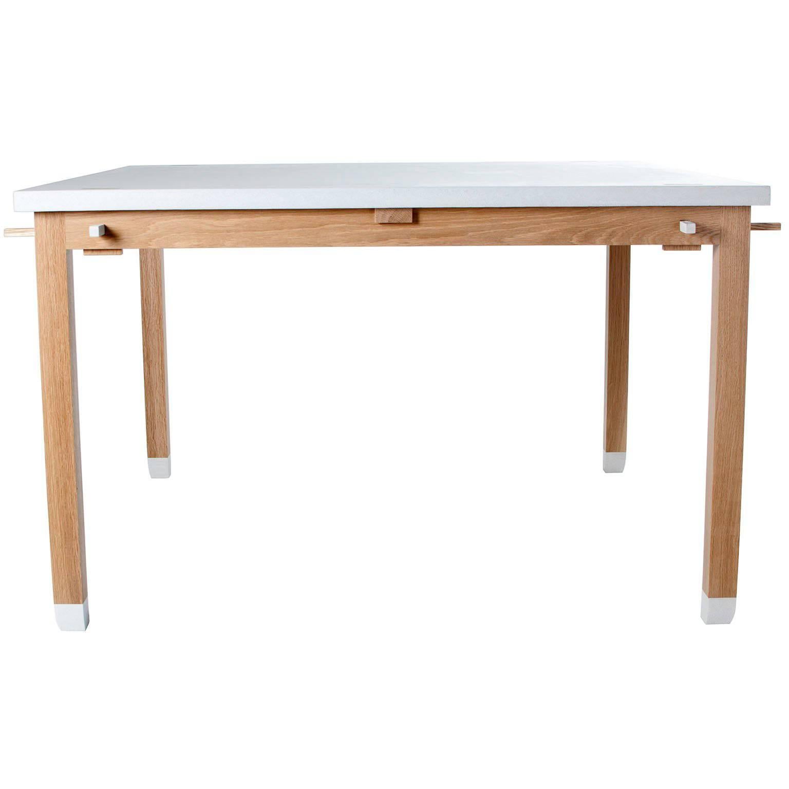 Contemporary Concrete and White Oak Outdoor Garden Dining Table For Sale
