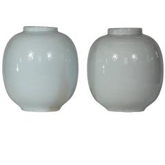 Pair of Vintage Pale Blue Jars