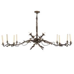 Handsome 19th Century Bronze Ten-Light Billiards Light Fixture